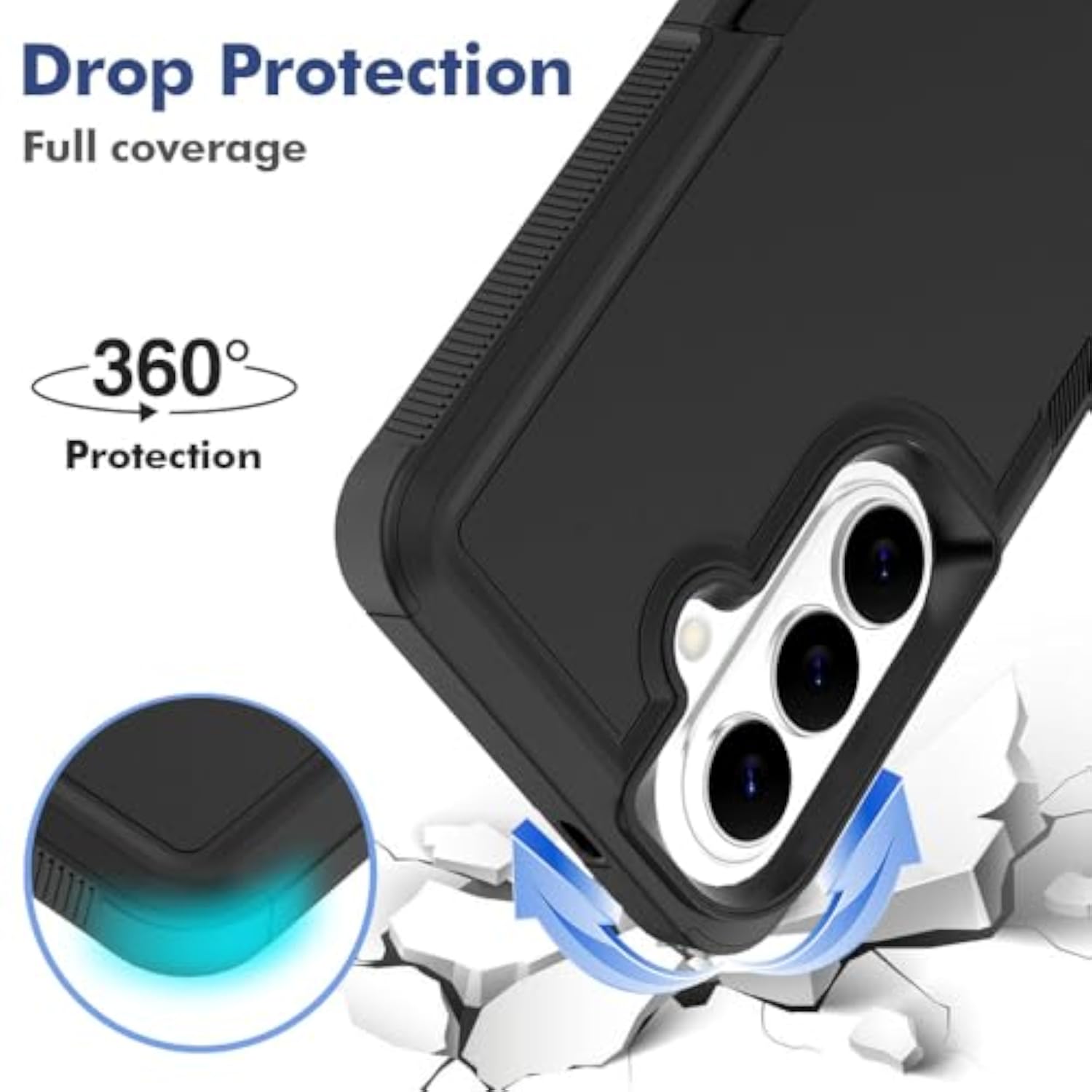 Heavy Duty Dual Layer Protective Case for Samsung Galaxy S26 with HD Screen Protector, Military Grade Drop Tested, Non-Slip Shockproof Rugged Cell Phone Cover
