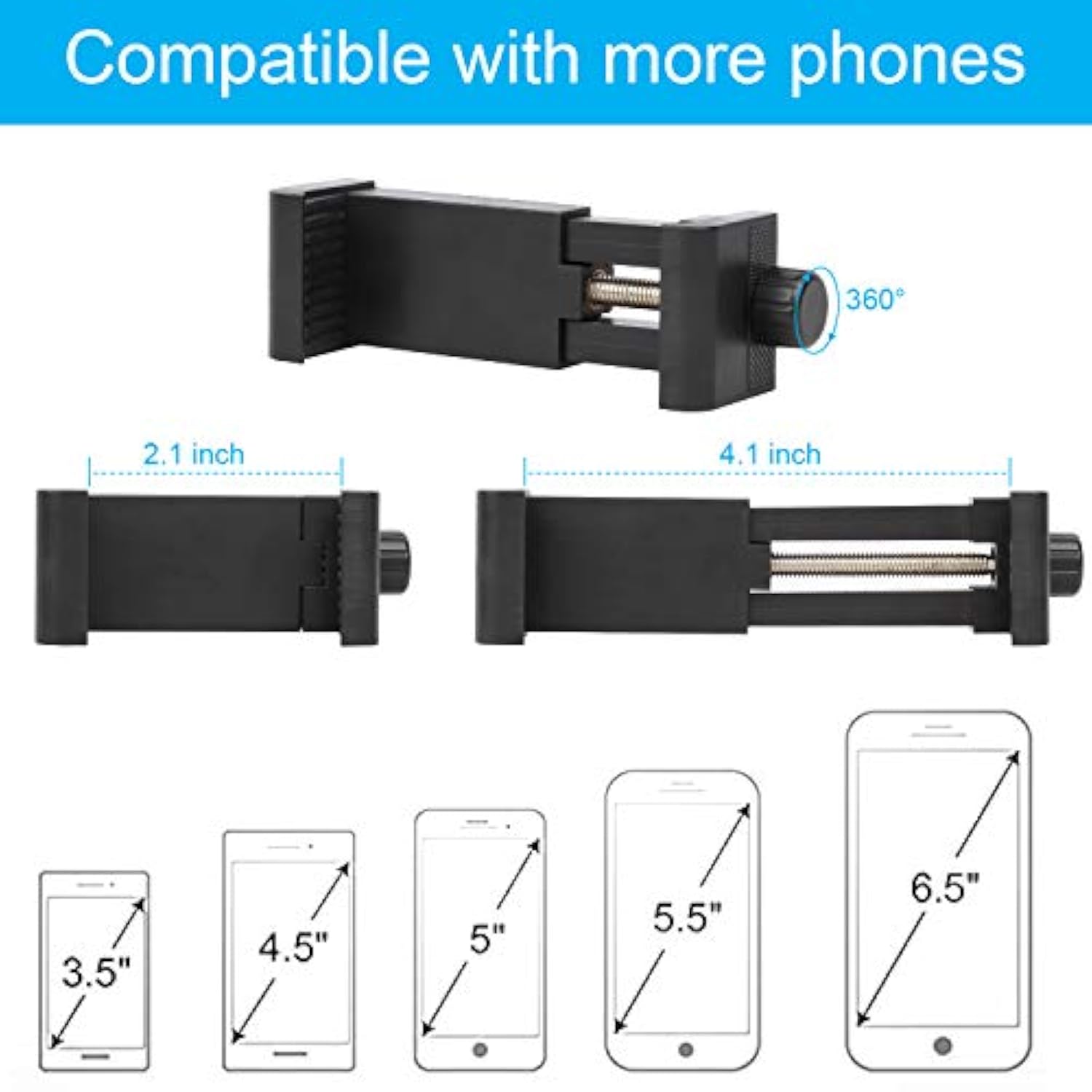 Portable Flexible Phone Holder Stand for Treadmill, Bike, Bed, Desk - Black