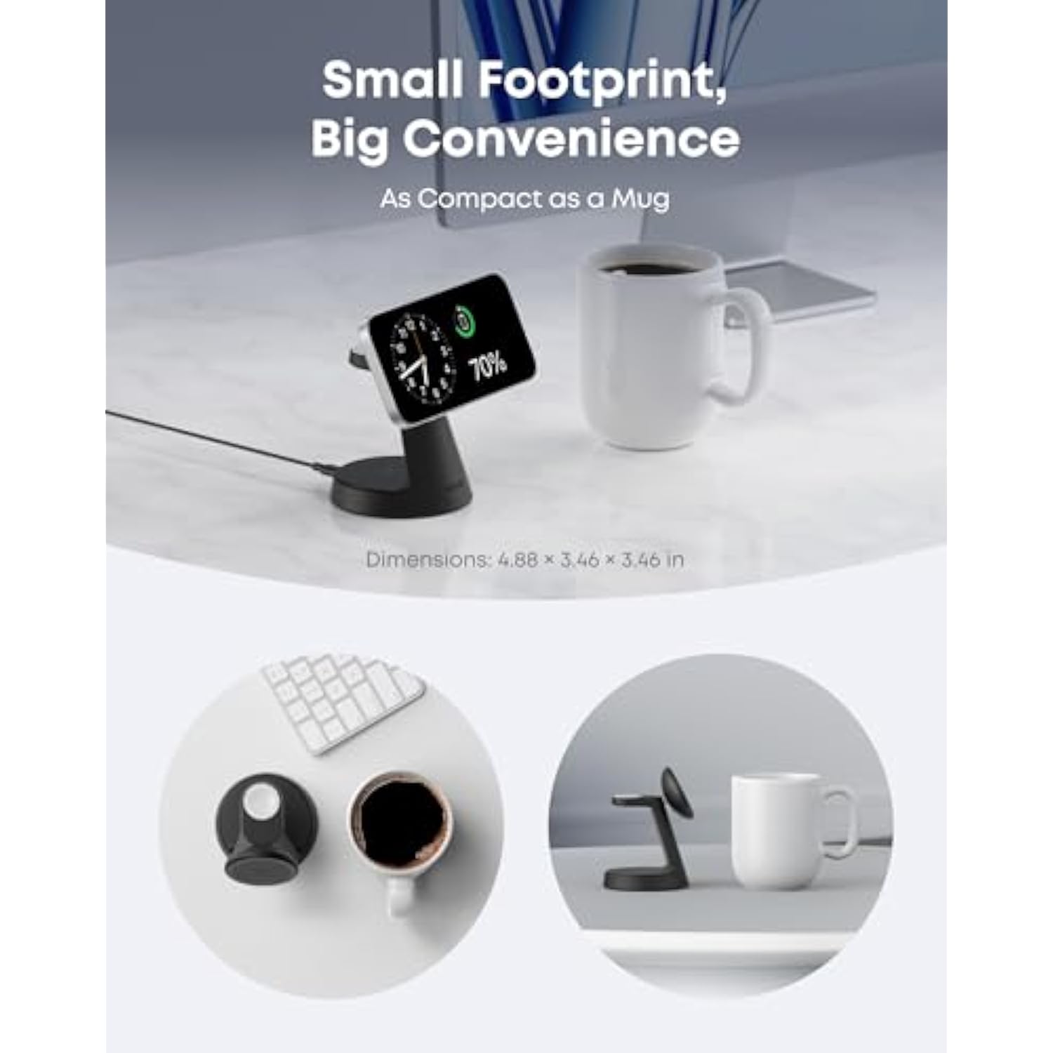 Anker MagSafe Charger Compatible, MagGo 3-in-1 Charging Station, Qi2 Certified 15W Magnetic Wireless Charger Dock Stand, For iPhone16/15/14/13/12 Series, Apple Watch,AirPods,and More(Adapter Included)