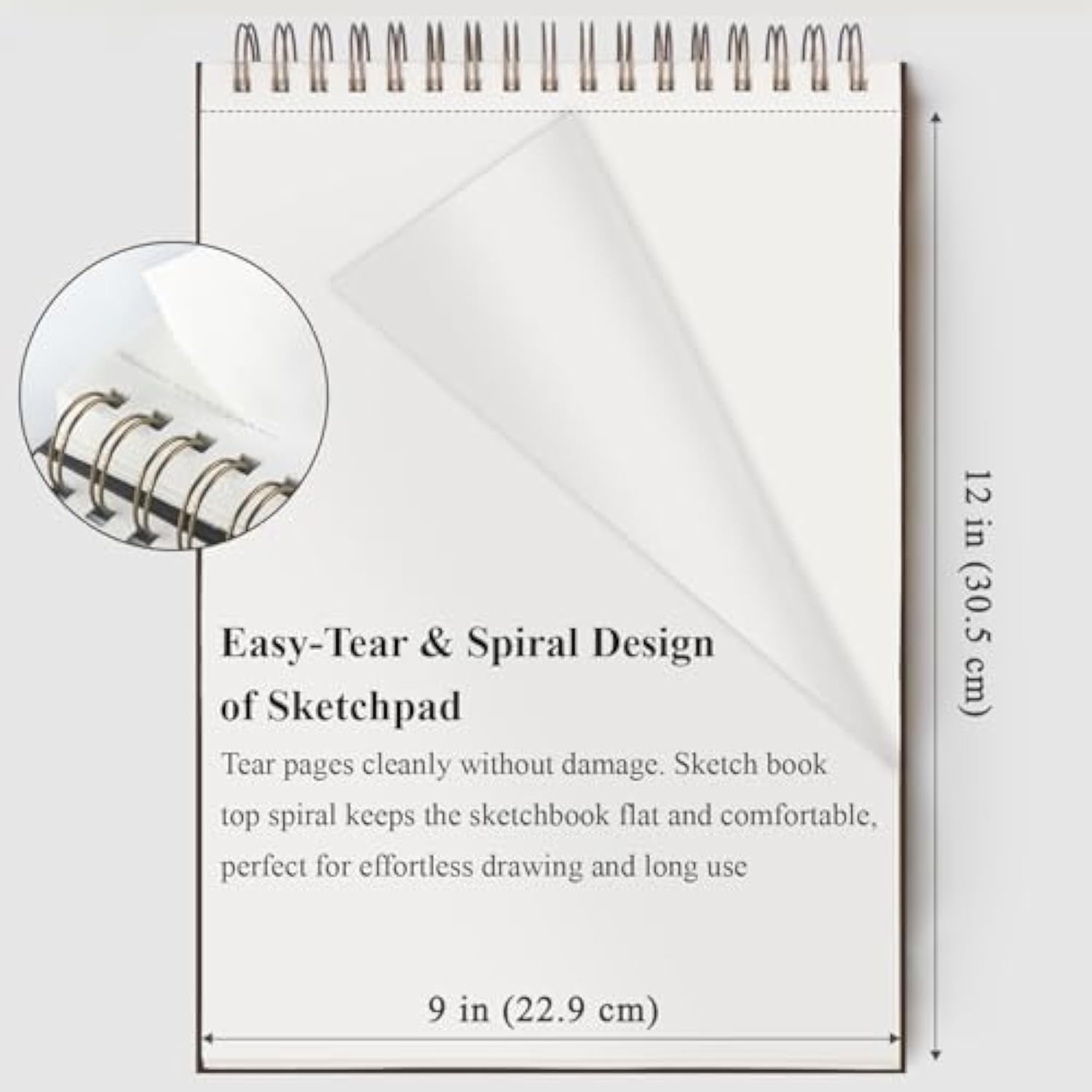 9" X 12" Sketch Book, Top Spiral Bound Sketch Pad, 1 Pack 100 Sheets 68Lb/100Gsm Drawing Paper, Acid Free Art Sketchbook Blank Painting Writing Drawing Pad For Kids Beginners Artists.