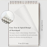 9" X 12" Sketch Book, Top Spiral Bound Sketch Pad, 1 Pack 100 Sheets 68Lb/100Gsm Drawing Paper, Acid Free Art Sketchbook Blank Painting Writing Drawing Pad For Kids Beginners Artists.