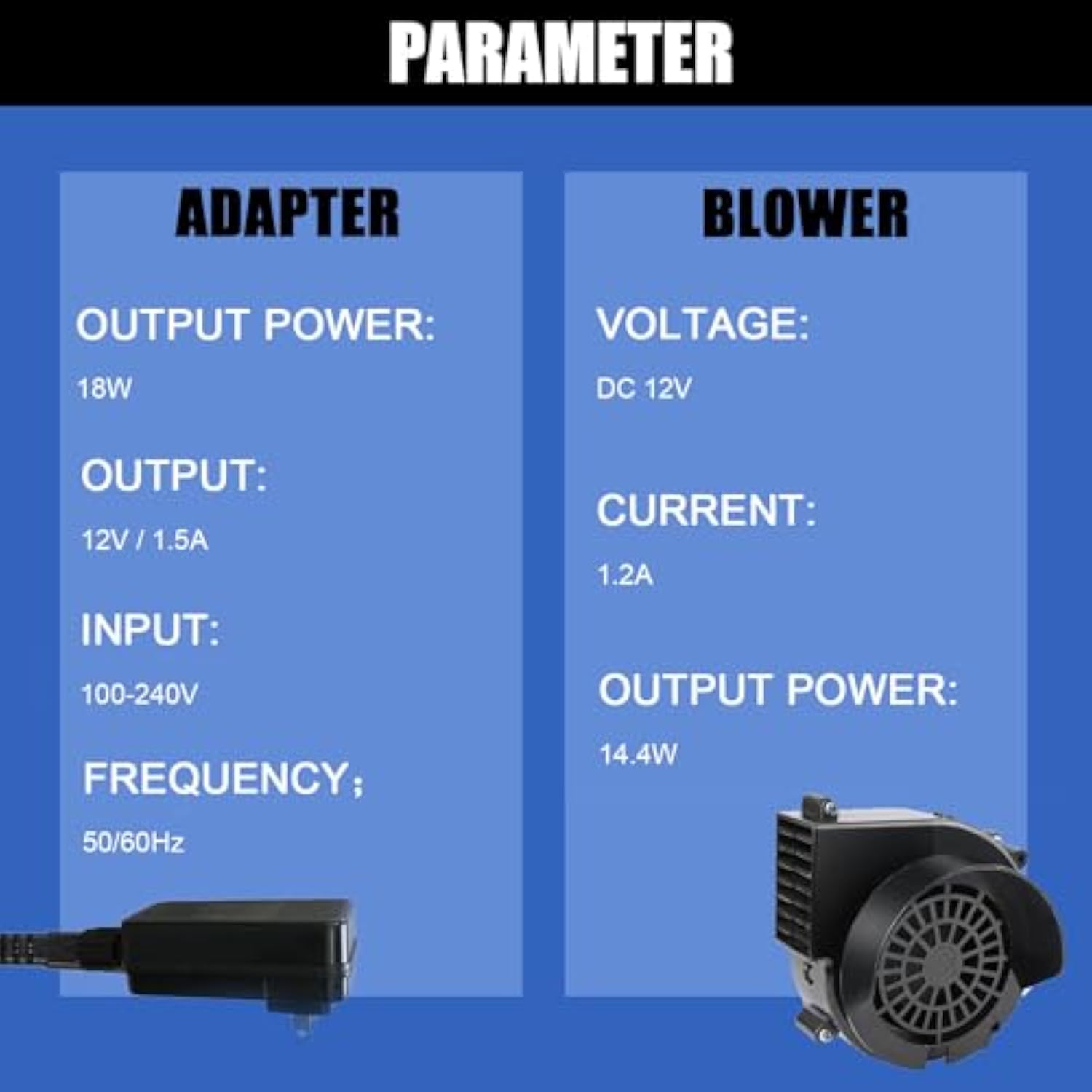 Inflatable Fan Replacement Christmas Inflatable Replacement Fan Blower 12V 1.2A With 3 Led Lights And 12V 1.5A Adapter B