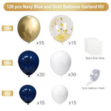 Navy Blue Gold Balloon Garland Kit, 120pcs Balloons for Party Decorations