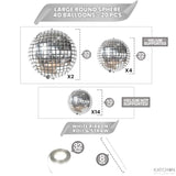 20pcs 32in Silver Disco Ball 4D Sphere Balloons Party Decorations
