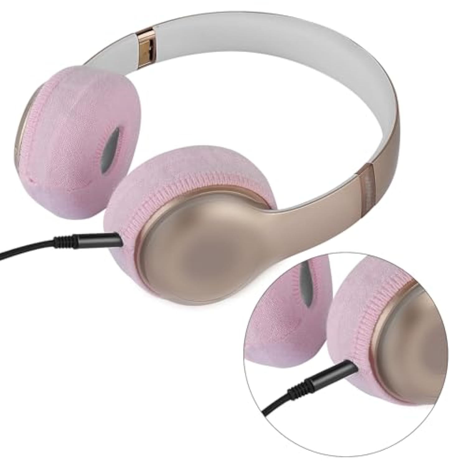 Geekria 2 Pairs Flex Fabric Headphones Ear Covers - Product Safety Certified - Washable & Stretchable Protectors for Over-Ear Headsets, Sweat Pads for Gym, Gaming (Size S/Pink)