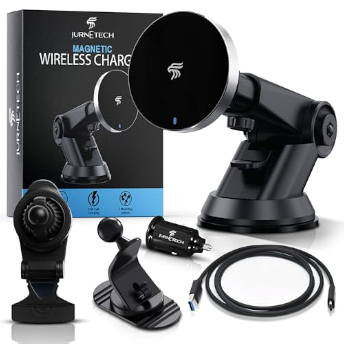 Magsafe Car Mount Charger | Magnetic Phone Charger For Car | 3 Mounts | Max Stability | 360° Rotation | Compatible With Magsafe Phone Case | Fits Iphone 16/15/14/13/12