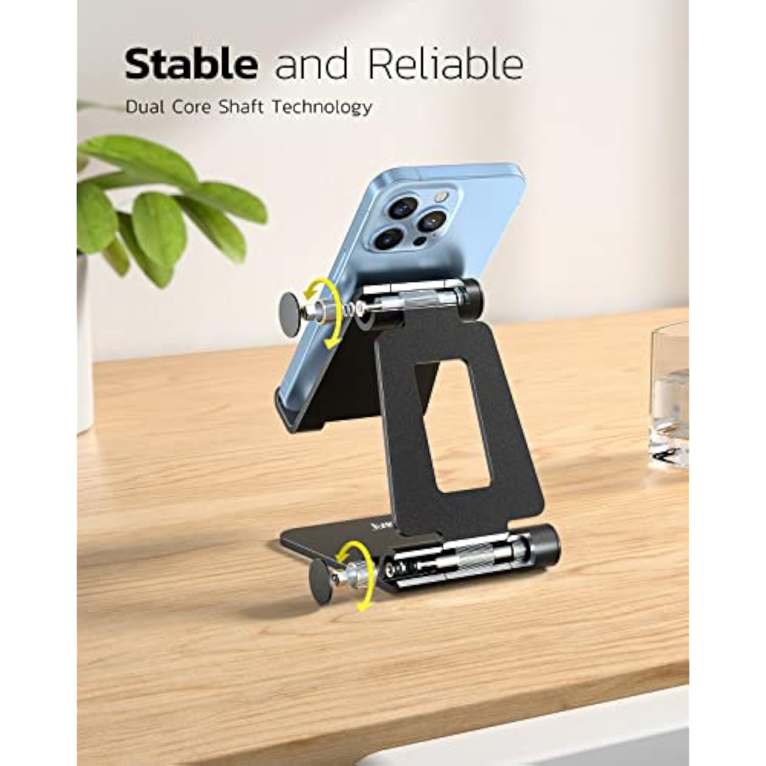 Dual Folding Cell Phone Stand, Fully Adjustable Foldable Desktop Phone Holder Cradle Dock Compatible With Phone 16 15 14 13 12 11 Pro Xs Xs Max Xr X 8, Nintendo Switch, All Phones