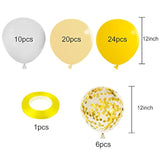 60-Pack Yellow White Gold Confetti Balloons – 12" Balloons for Sunflower or Bee Theme Party