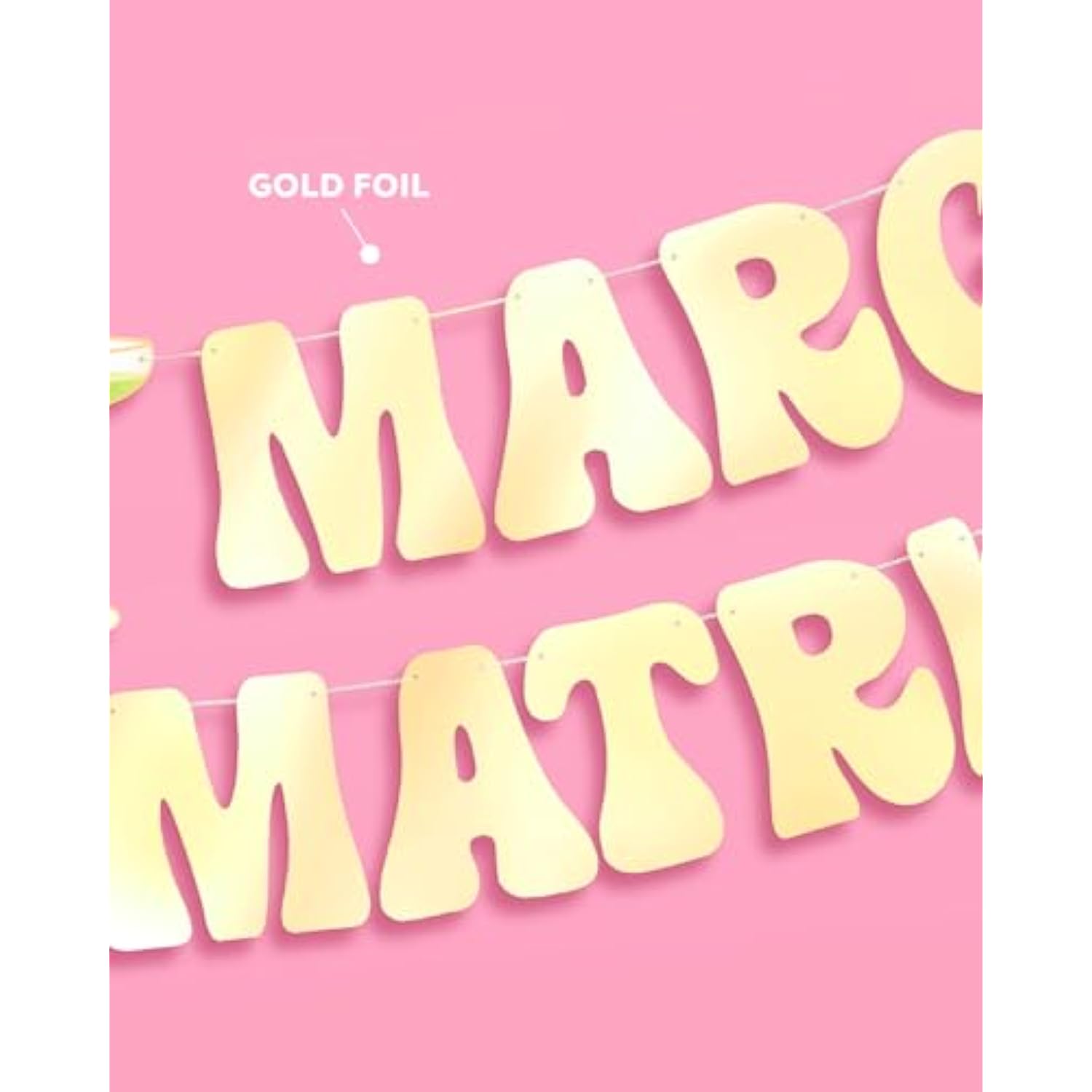 Margs & Matrimony Gold Foil Banner 5Ft Bachelorette Fiesta Bride To Be Backdrop