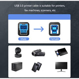 Usb 3.0 Printer Cable, Usb 3.0 Type A Male To Type B Male Plug 90 Degree High