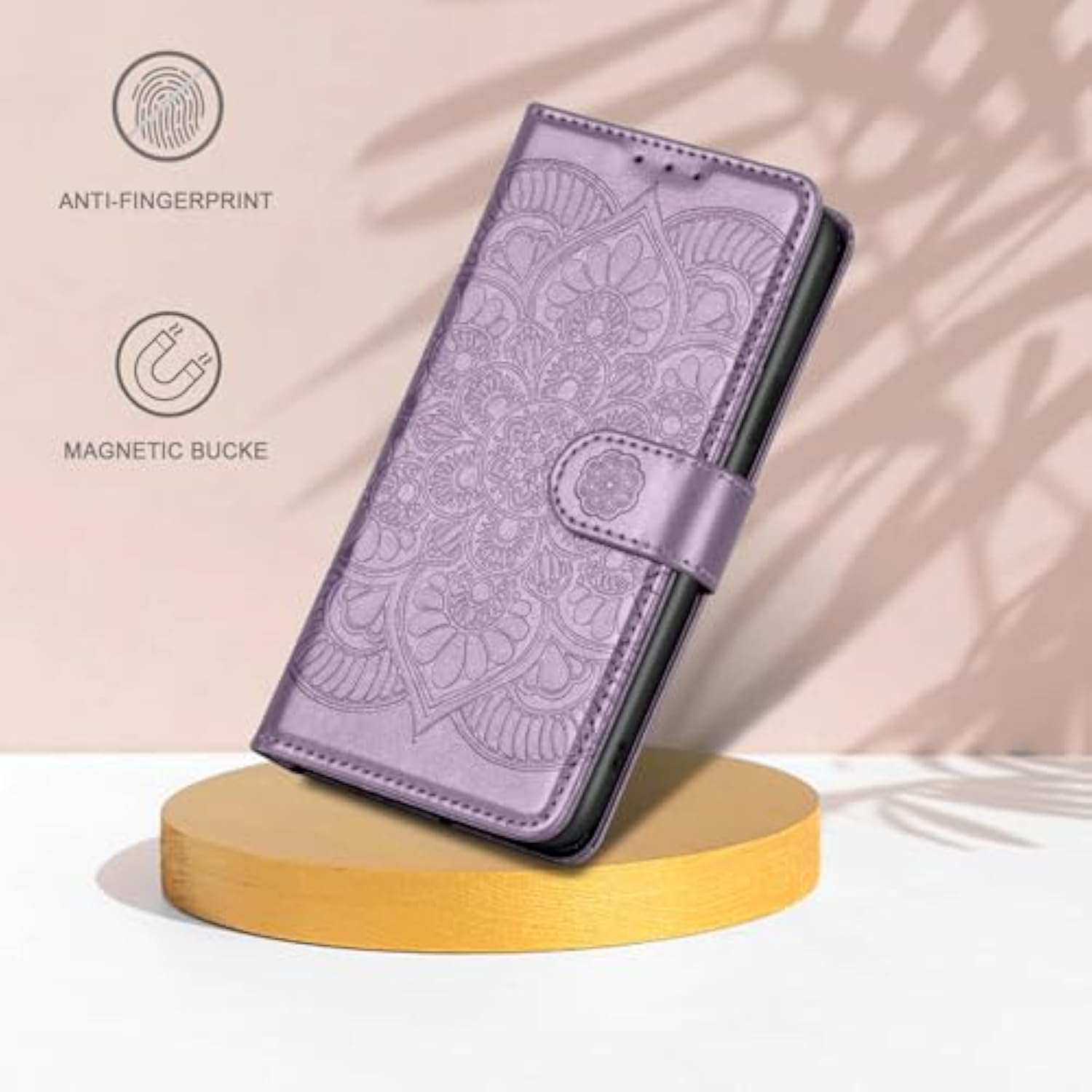 Wallet Case For Iphone 14,[Rfid Blocking] 3 Card Holder Stand With Credit Card Slot Pu Leather Magnetic Protective Flip Cover For Iphone 14 (Light Purple)