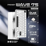 Pmokey Wave 75 Cnc Aluminum Quick Release Tri-Mode Wireless Gaming Keyboard,Qmk/Via Tri-Mode Mechanical Keyboard With 8000Mah Battery,Hot-Swappable With Rgb For Windows/Mac/Pc (Pro Silver)