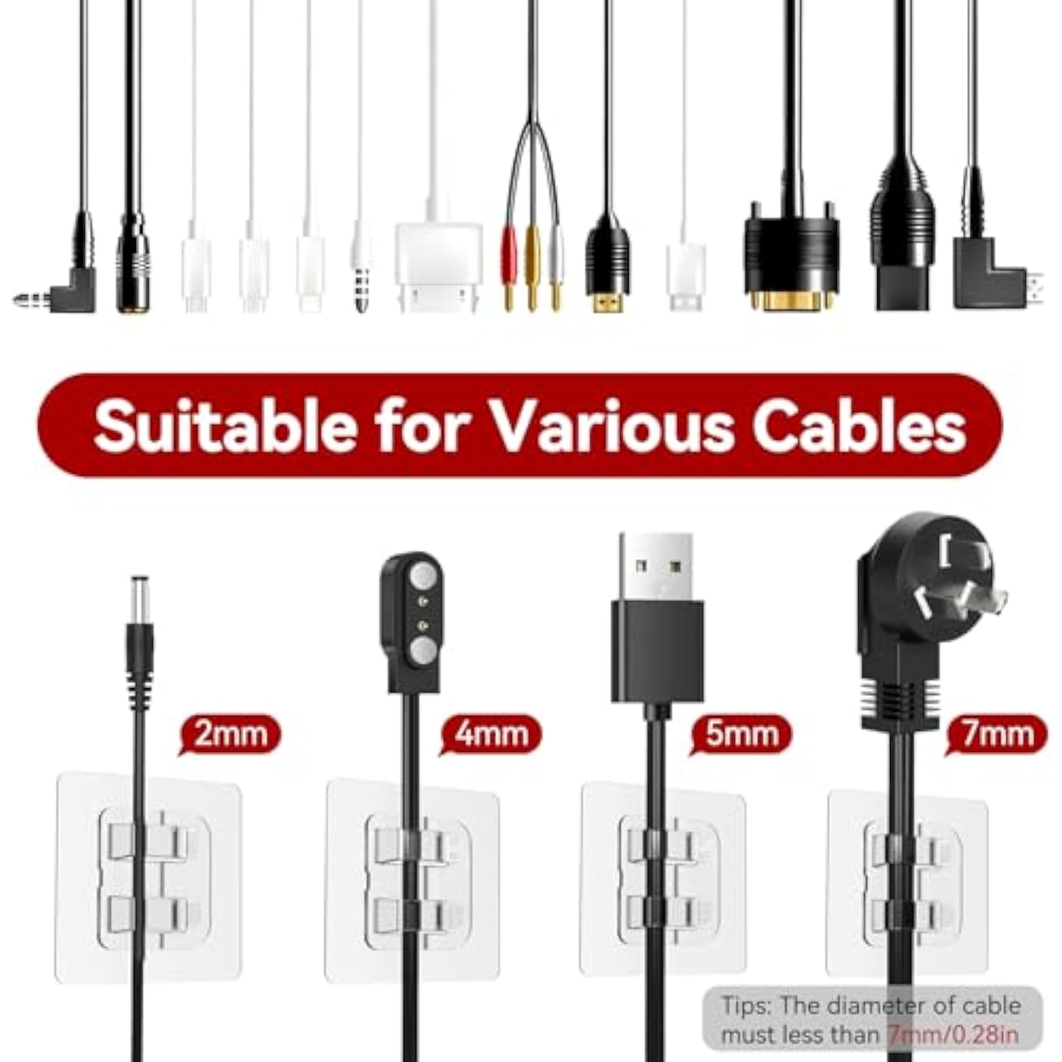 Hooks For Outdoor String Lights, 80 Pack Heavy Duty Cable Clips, Damage Free Cord Clips, Waterproof And Uv-Resistant, Clear Self-Adhesive Hooks For Hanging Christmas Lights Outdoor And Patio Decor