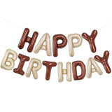 Beige Brown Happy Birthday Balloon Banner, 16 Inch Foil Mylar Cream Brown Happy Birthday Balloons Letters, Off White Birthday Sign, Neutral Tan Birthday Decorations