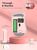 Bluetooth Wireless Mouse - Dual Bluetooth & 2.4 Ghz Usb Receiver, Ergonomic Design, Quiet Clicks, Low Power - Multi-Device Compatibility For Macbook, Laptop, Computer, Ipad Air/Pro (Pink)