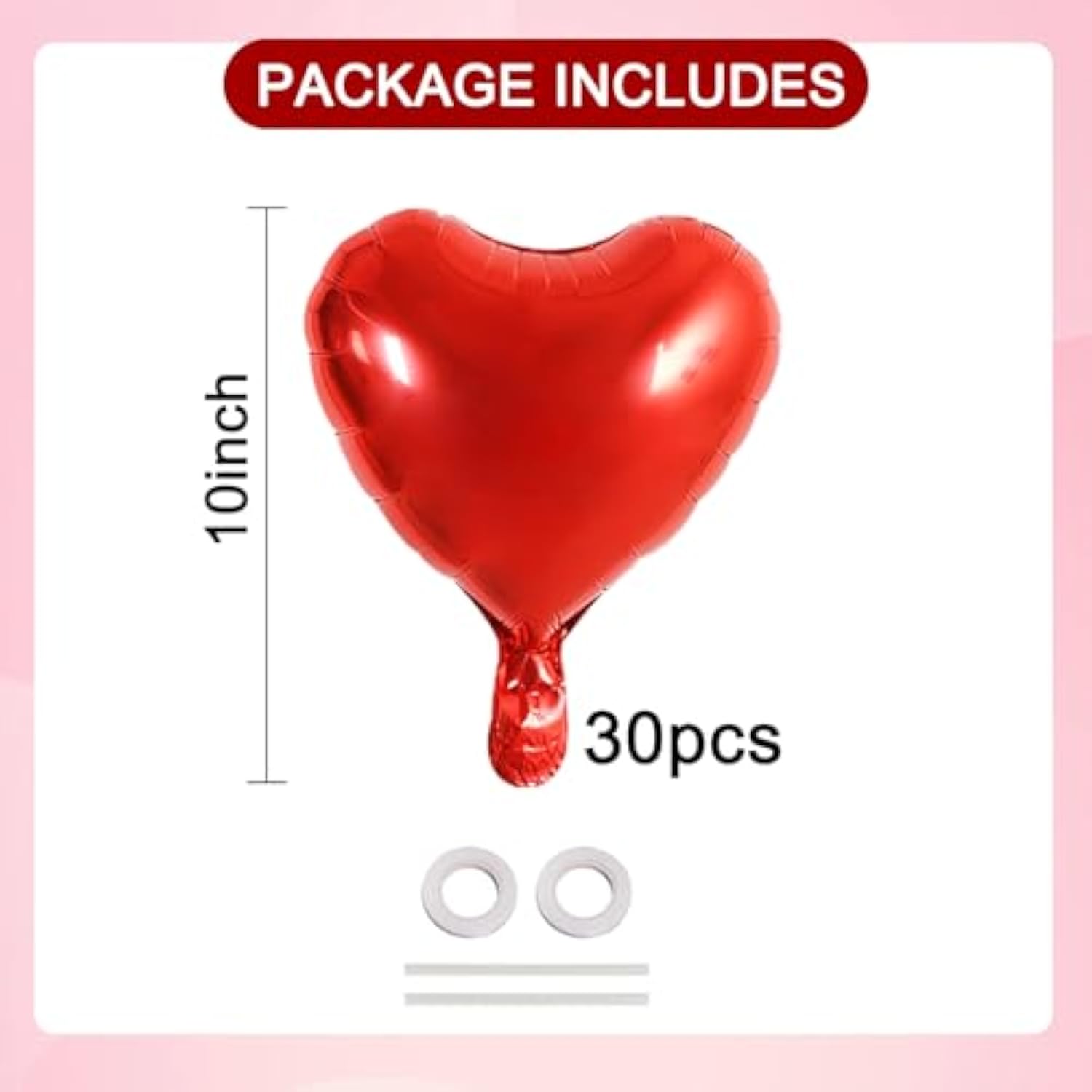 30Pcs 10 Inch Red Heart Balloons Valentine’S Day Heart Shape Foil Mylar Balloons Decoration For Romantic Valentine'S Day Wedding Bridal Shower Anniversary Engagement Party Supplies