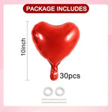30Pcs 10 Inch Red Heart Balloons Valentine’S Day Heart Shape Foil Mylar Balloons Decoration For Romantic Valentine'S Day Wedding Bridal Shower Anniversary Engagement Party Supplies