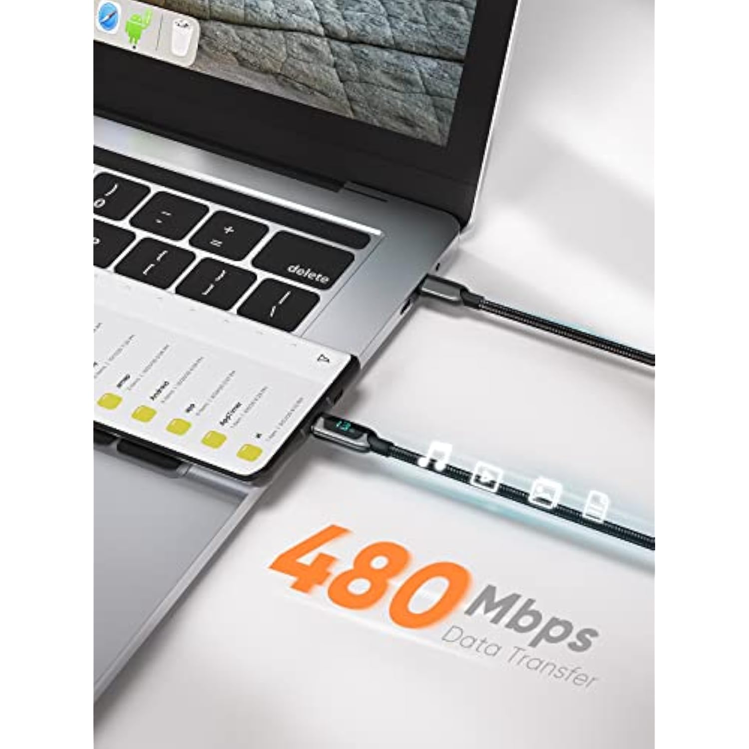 CableCreation 3.3FT USB C to USB C Cable PD 100W with LED Display, Braided USB
