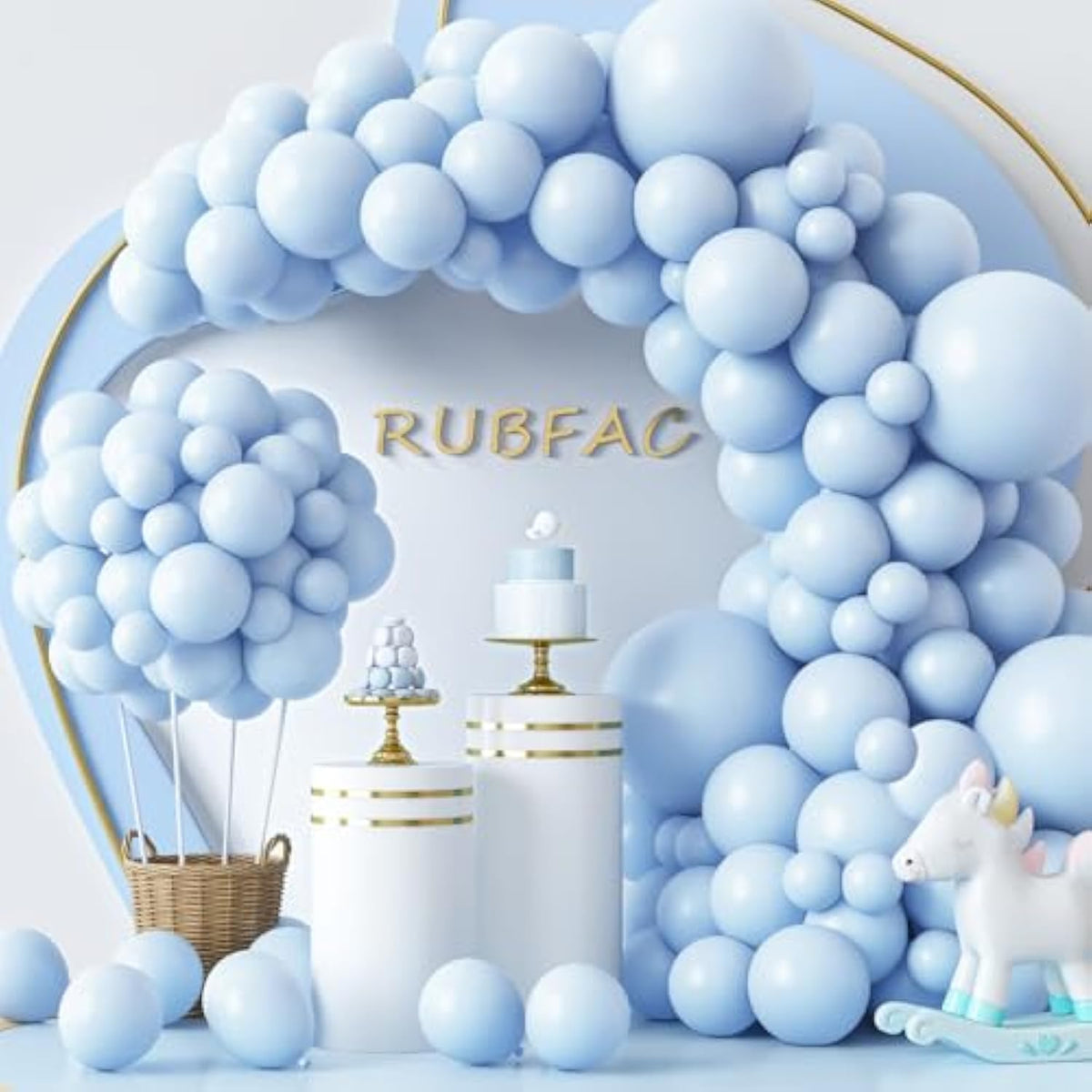 129Pcs Pastel Blue Balloons Different Sizes 18 12 10 5 Inch For Garlan