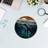 Moonlight Whales Abstract Boho Mouse Pad 7.9 X 7.9 Inch,Boho Nature Landscape Non-Slip Rubber Base Mousepads For Home Office College Dorm Desk Decor,Gifts For Boho Lovers