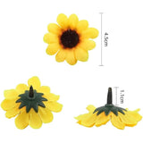 100 Pcs Yellow Mini Artificial Flower Heads Fake Sunflower Decorative Fabric Flowers Craft Floral Embellishments For Wreaths Wedding, Artificial Plants And Flowers, Artificial Flowers