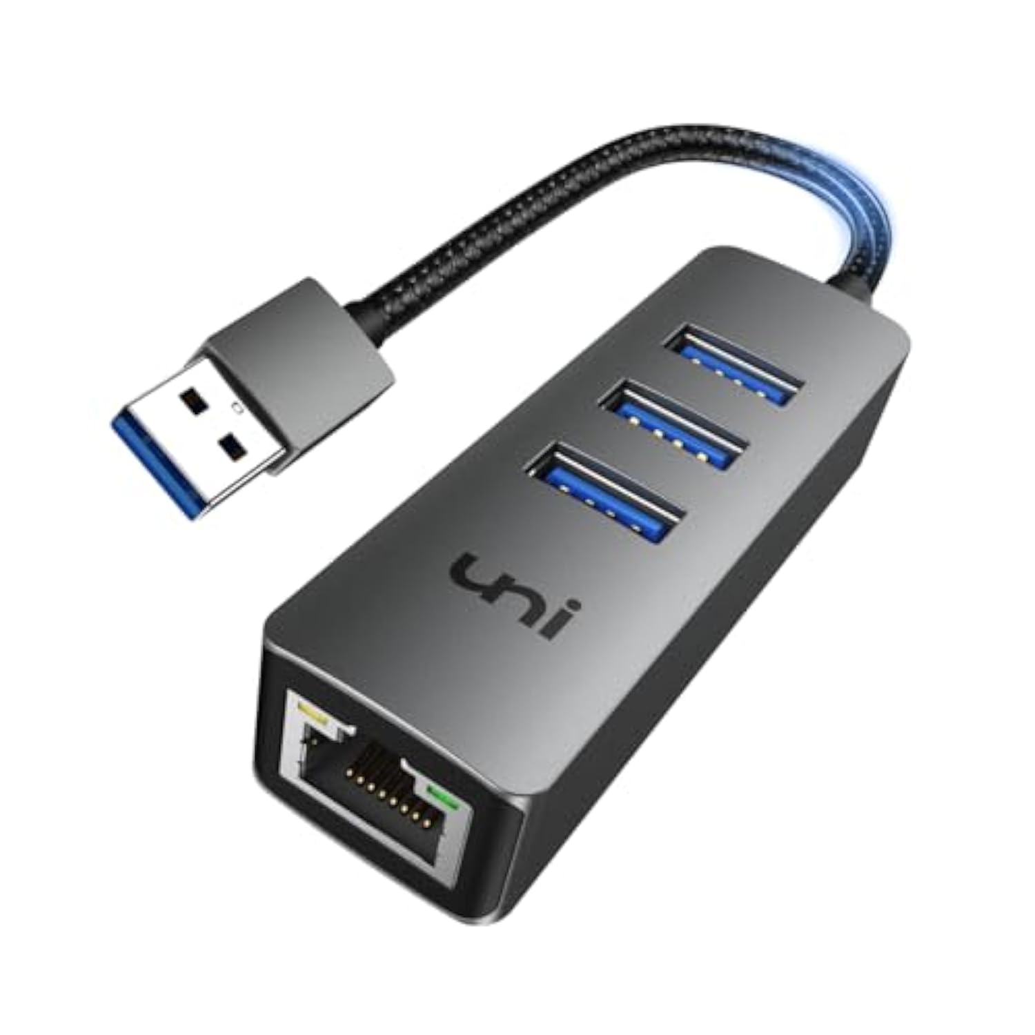 USB 3.0 to Ethernet Adapter, uni [High-Speed Gigabit] Network Hub, 4-in-1 Mult