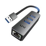 USB 3.0 to Ethernet Adapter, uni [High-Speed Gigabit] Network Hub, 4-in-1 Mult