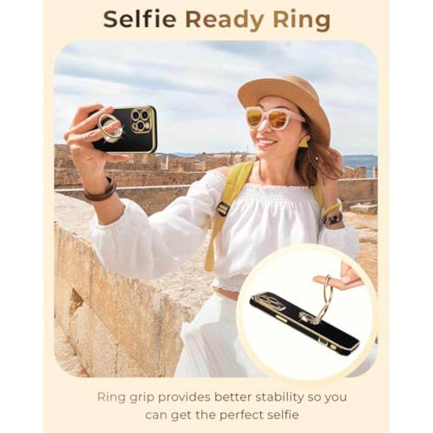 For Iphone 16 Pro Max Case With Stand, Phone Case With Double Ring Kickstand, Women Girls Bling Luxury Protective Case Heart For Iphone 16 Pro Max 6.9 Inch, Black