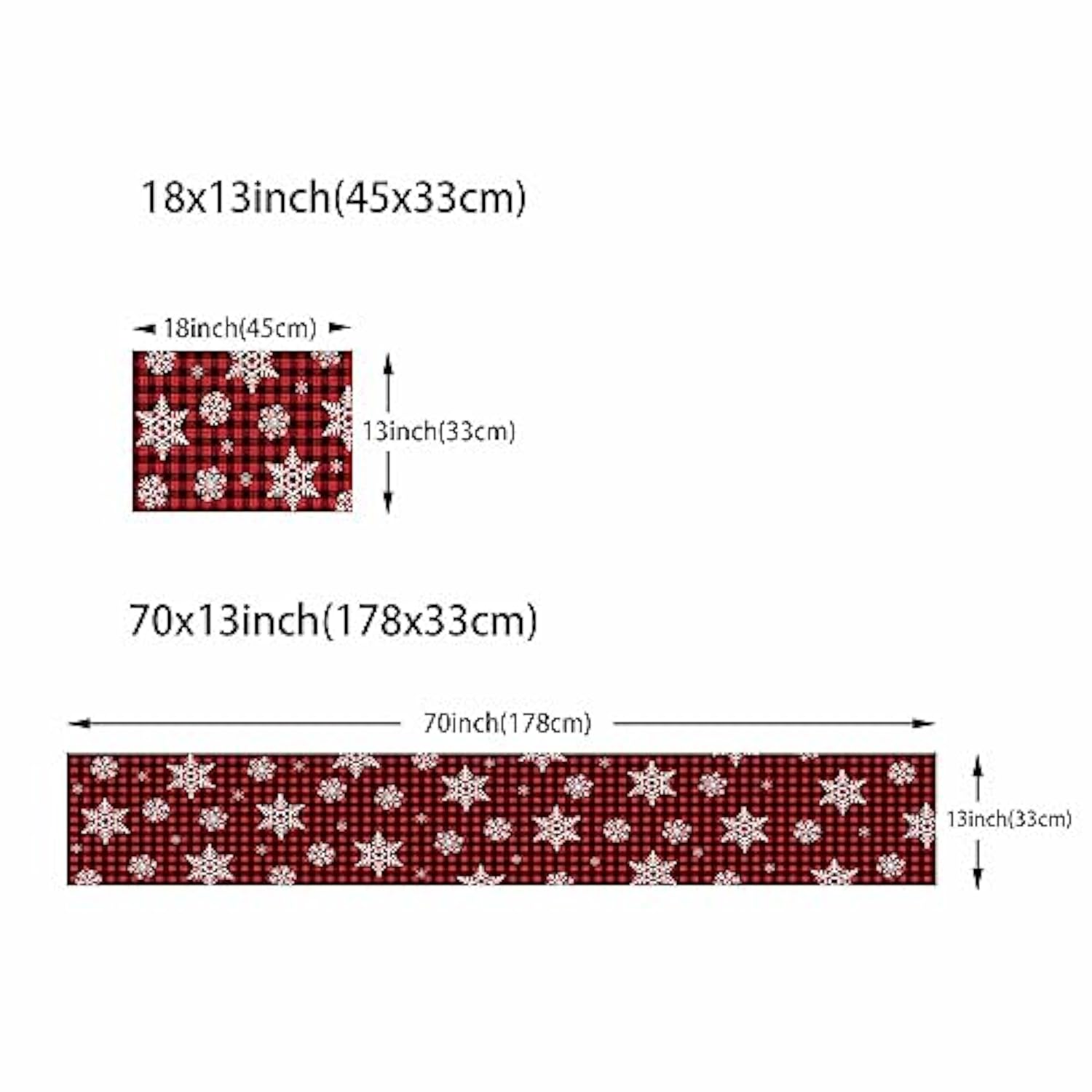 Merry Christmas Table Runner And Place Mats Set Of 6 Black And Red Buffalo Check Xmas Linen Dining Mat Sets Washable Snowflake Tabletop For Home Table Decorations 70 Inches Long