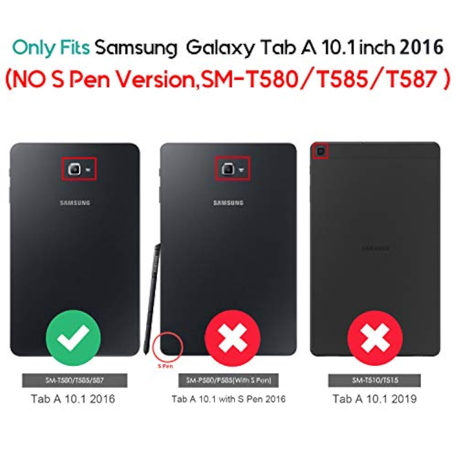 ProCase Leather Case for Galaxy Tab A 10.1-inch 2016 (SM-T580 T585 T587), Stand Folio Cover for Galaxy Tab A 10.1" Tablet (NO S Pen Version) with Multiple Viewing Angles Card Pocket -Black