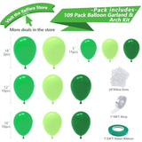 Green Balloon Garland Arch Kit, Latex Balloons 109Pcs Different Sizes 18/10/12/5 Inch, Party Balloons For Wedding Graduation Anniversary Green Jungle Forest Themed Birthday Party Decorations