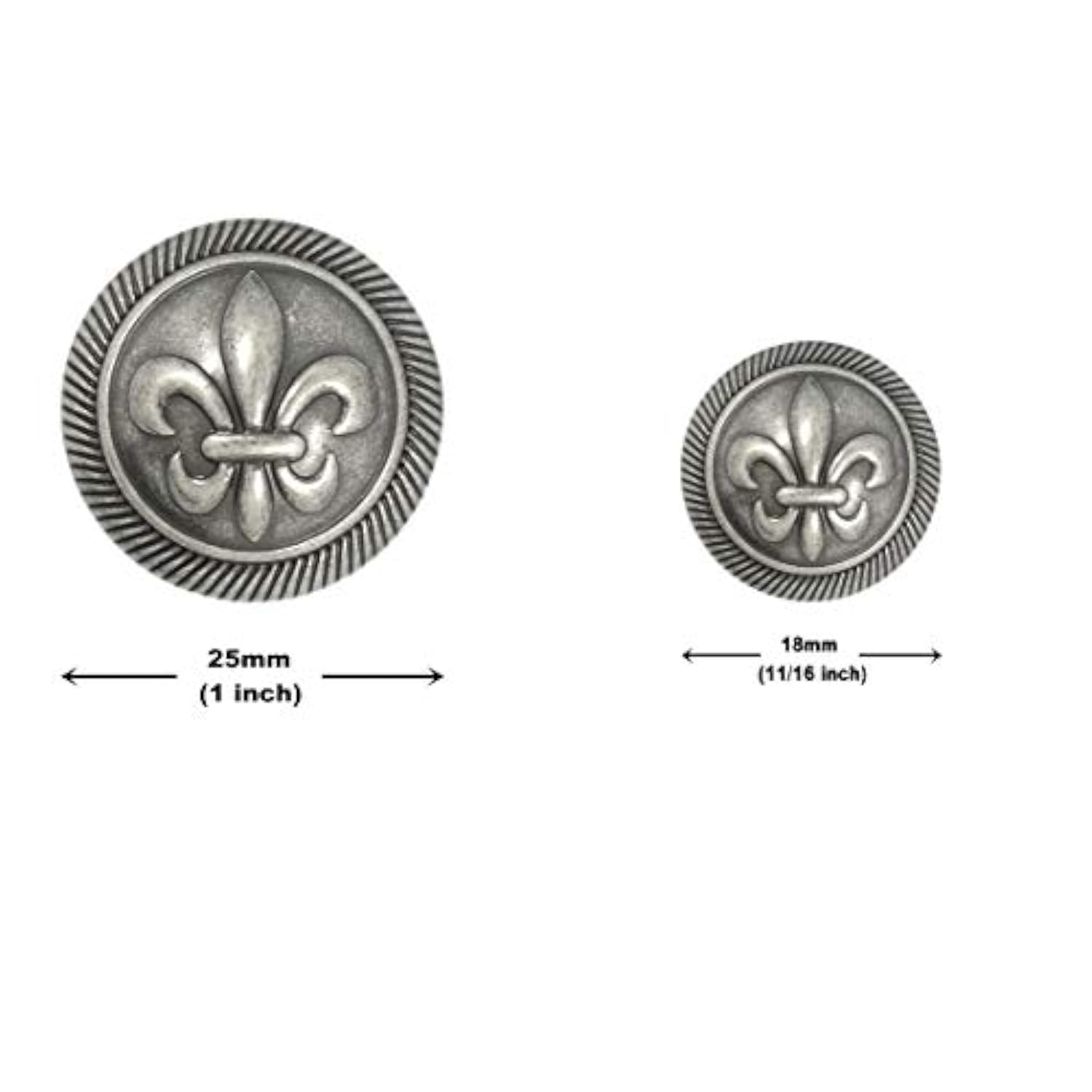Fleur De Lys Domed Metal Shank Buttons. Blazer Button Set. 3 Pcs Of 25