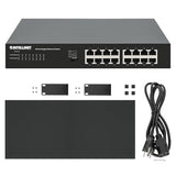Intellinet 16 Port Gigabit Ethernet Switch 10 / 100 / 1000 Mbps Unmanaged,Metal Housing, Fanless Quiet, Long Distance, Vlan & Extend Mode For Computer Desktop Networking-3 Yr Mfg 561815