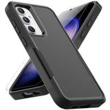 Samsung Galaxy S23 FE Case Dual Layer Protective Heavy Duty Cell Phone Cover with Screen Protector Military Grade Bumper Tough Black