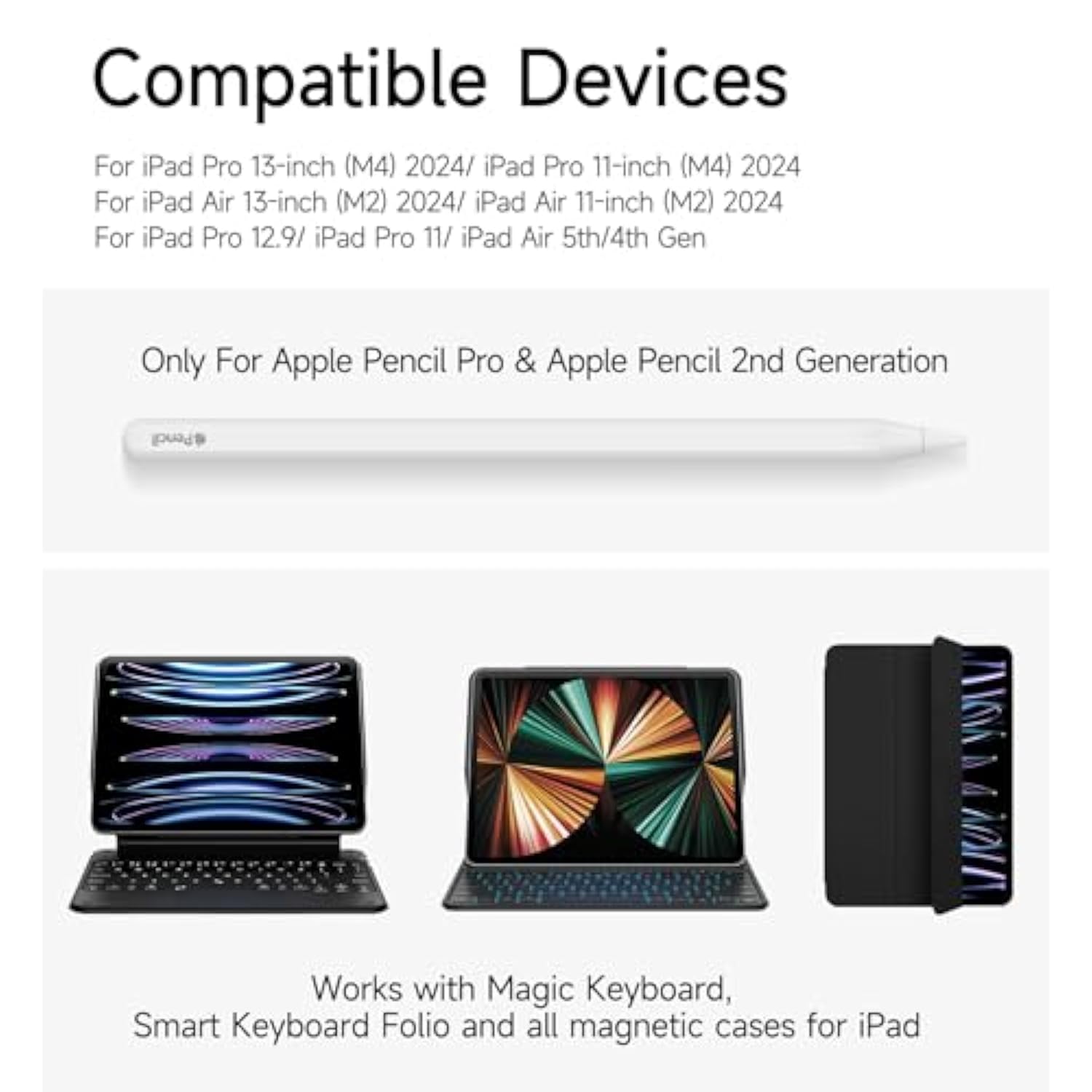 Apple Pencil 2nd Gen Holder Magnetic Case Compatible with iPad Black