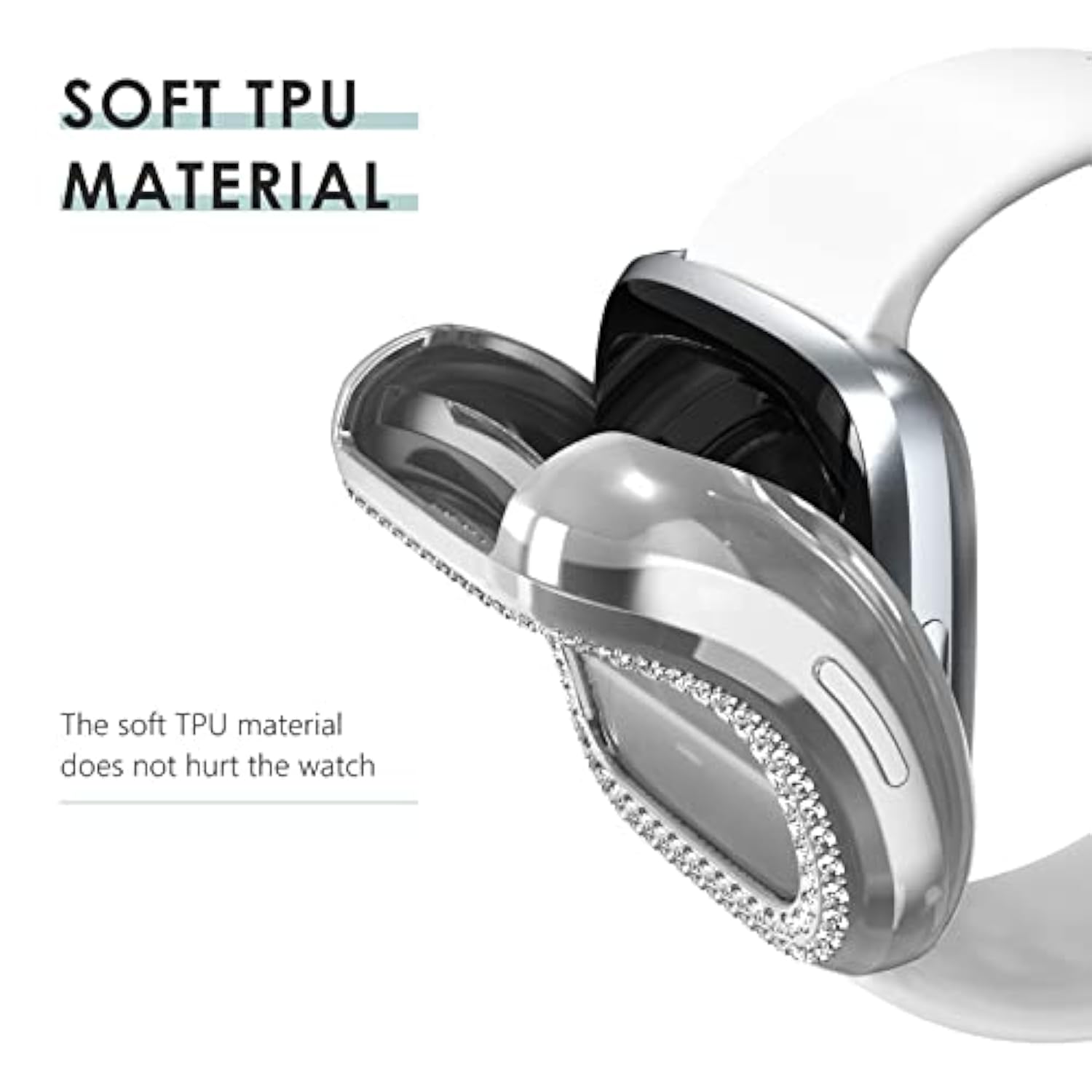 10-Pack Tpu Bumper For Fitbit Versa 3 Screen Protector, Crystal Diamond Bling Case Hd Full Protective Cover For Men Women, Fitbit Versa 3/Fitbit Sense Smartwatch, 10 Colors