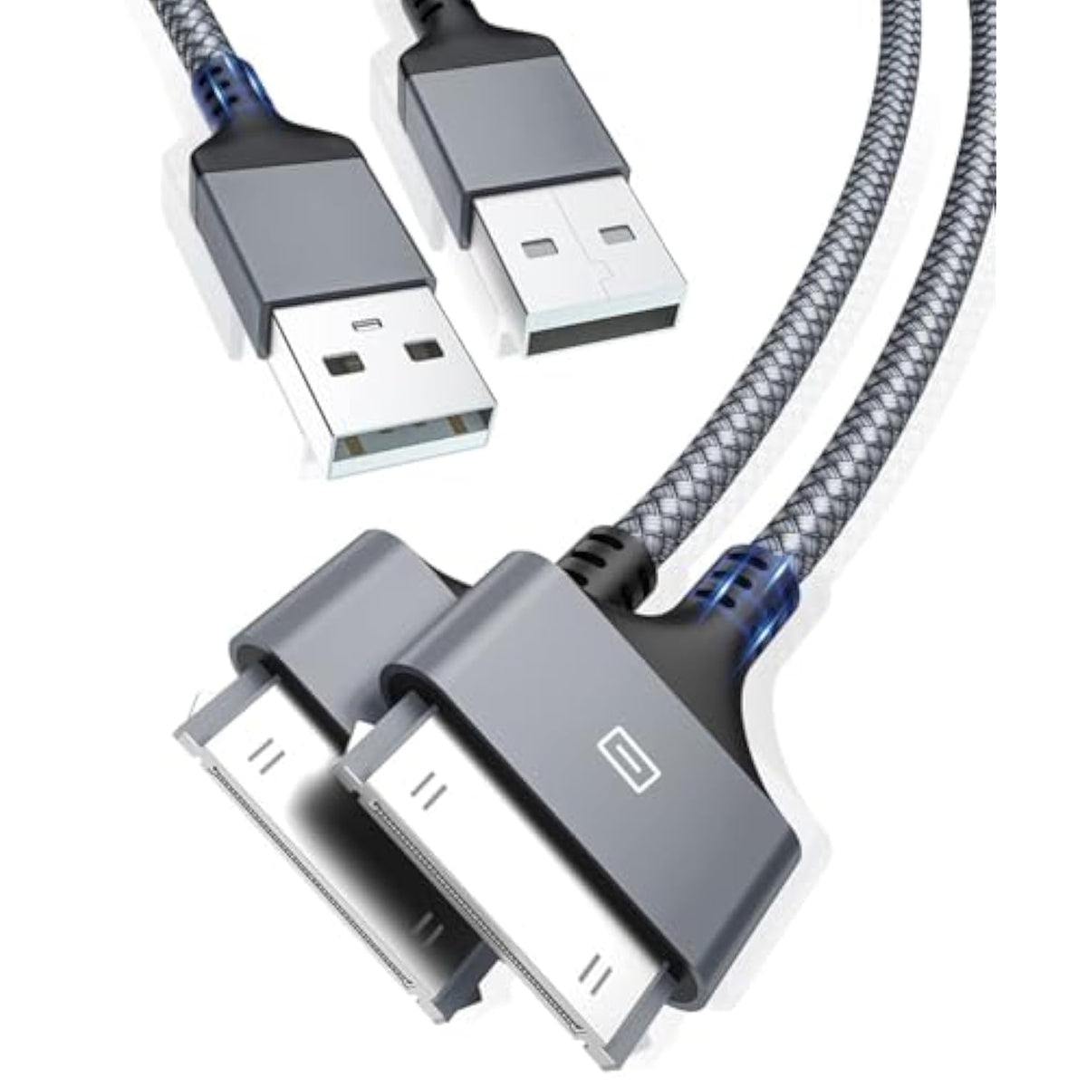30 Pin Usb Charging Cable 10Ft 2 Pack, Usb Sync Charging Cord For Iphone 4 4S, Iphone 3G 3Gs, Ipad 1 2 3 Ipod Touch 4 3 2 1, Ipod Classic 3 2 1, Grey