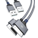30 Pin Usb Charging Cable 10Ft 2 Pack, Usb Sync Charging Cord For Iphone 4 4S, Iphone 3G 3Gs, Ipad 1 2 3 Ipod Touch 4 3 2 1, Ipod Classic 3 2 1, Grey