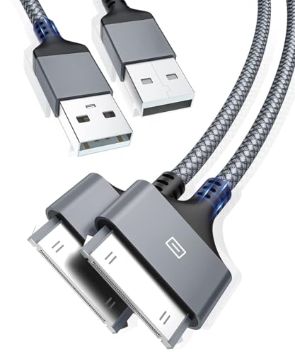 USB Charging Cable 6.6FT 2PCS, 30Pin USB Sync Cable High Speed Sync Charging Cord for iPhone 4 4s 3G 3GS iPad 1 2 3 iPod Classic Touch Nano
