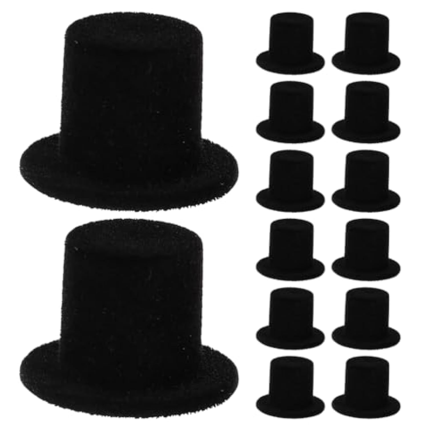 Black Mini Formal Hats, 15Pcs Miniature Hats Black Snowman Hatt 2.4Cm Mini Doll Hatt For Diy Craft Projects Hair Accessories Christmas Decoration Party Ornaments, 2.40X2.40X1.70Cm