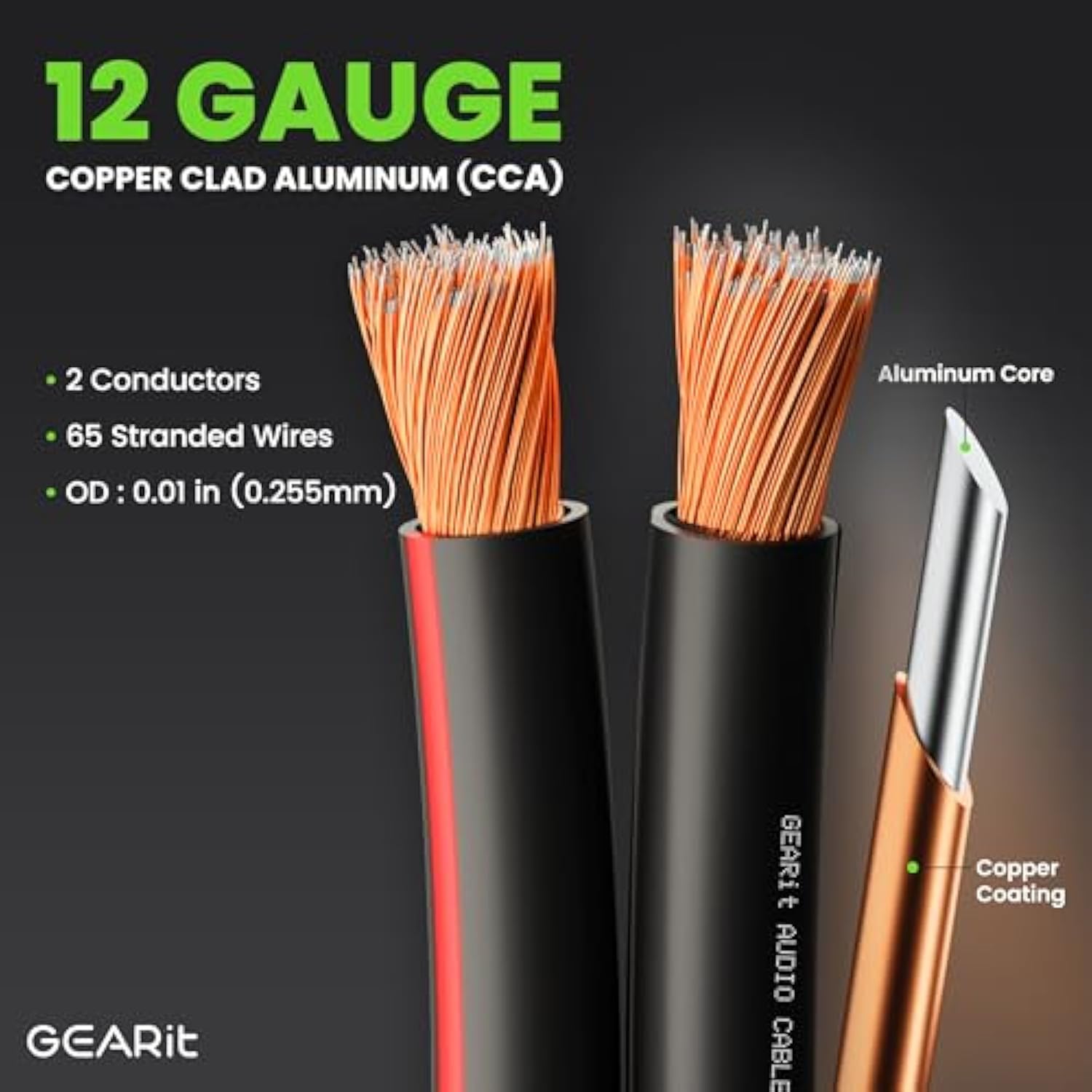 12AWG Speaker Wire, GearIT Pro Series 12 AWG Gauge Speaker Wire Cable (100 Feet / 30.48 Meters) Great Use for Home Theater Speakers and Car Speakers Black