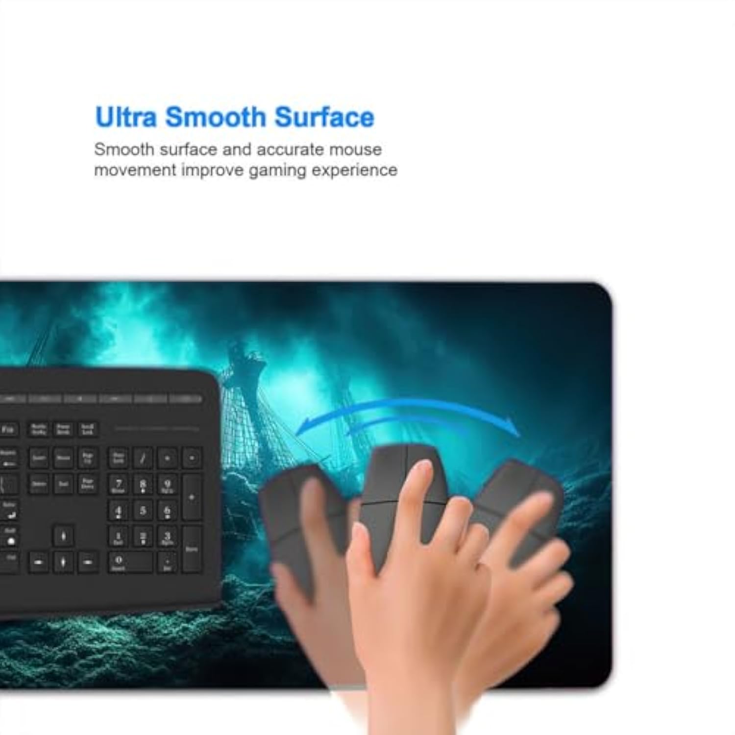 Boat Gaming Mouse Pad Shipwreck Seabed Coral Reef Xl Large Desk Mat Extended Laptop Keyboard Mat Gaming Desk Pad Office Computer Keyboard Laptop Home 31.5"X11.8"