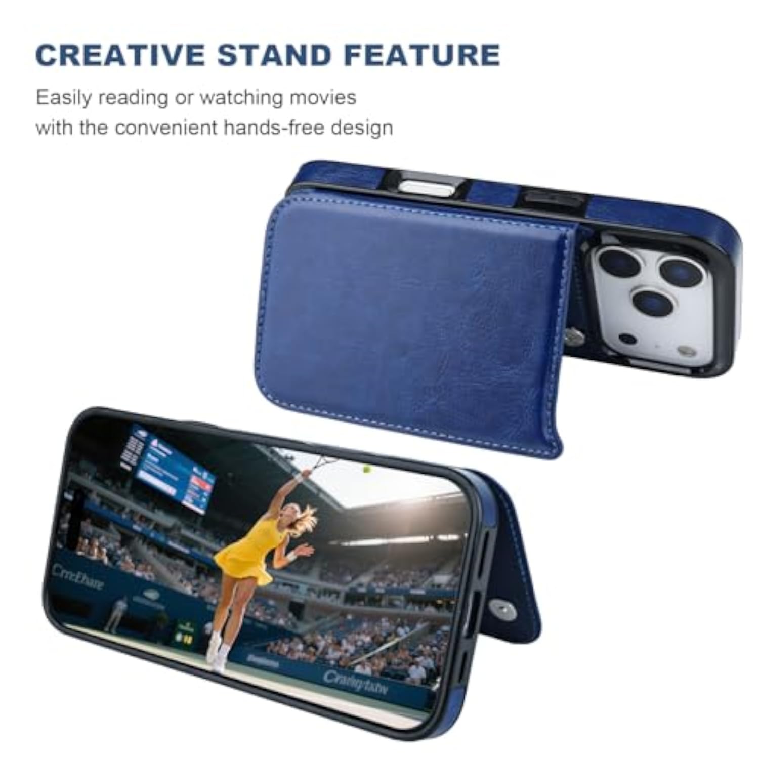 iPhone 17 Pro Wallet Case with Credit Card Holder, Blue