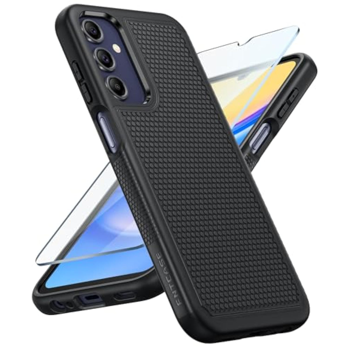 For Samsung Galaxy A15-5G Case: Dual Layer Protective Heavy Duty Cell Phone Cover Shockproof Rugged With Non Slip Textured Back - Protection Bumper Tough - 2024, 6.5Inch Black