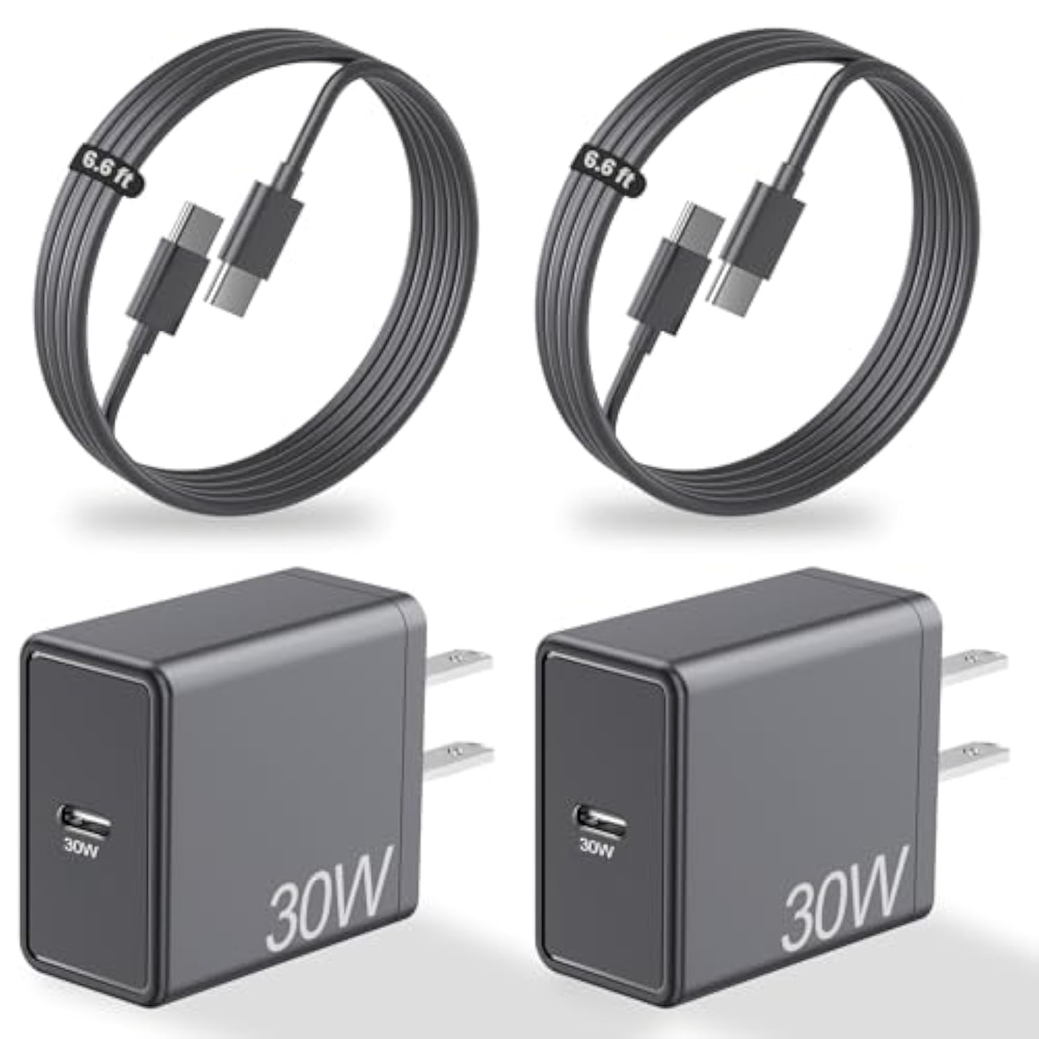 30W Usb C Fast Charger For Google Pixel 9 Pro Xl/9/8 Pro/8/7 Pro/7/6A/6 Pro/6/5A/5/4, 2-Pack 30 Watts Block Rapid Charging Power Adapter With 6.6Ft Type C Charging Cable