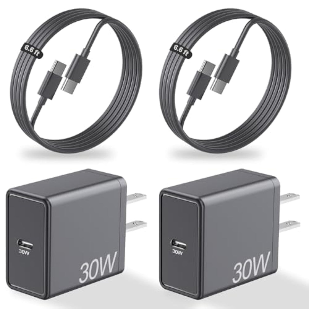30W Usb C Fast Charger For Google Pixel 9 Pro Xl/9/8 Pro/8/7 Pro/7/6A/6 Pro/6/5A/5/4, 2-Pack 30 Watts Block Rapid Charging Power Adapter With 6.6Ft Type C Charging Cable