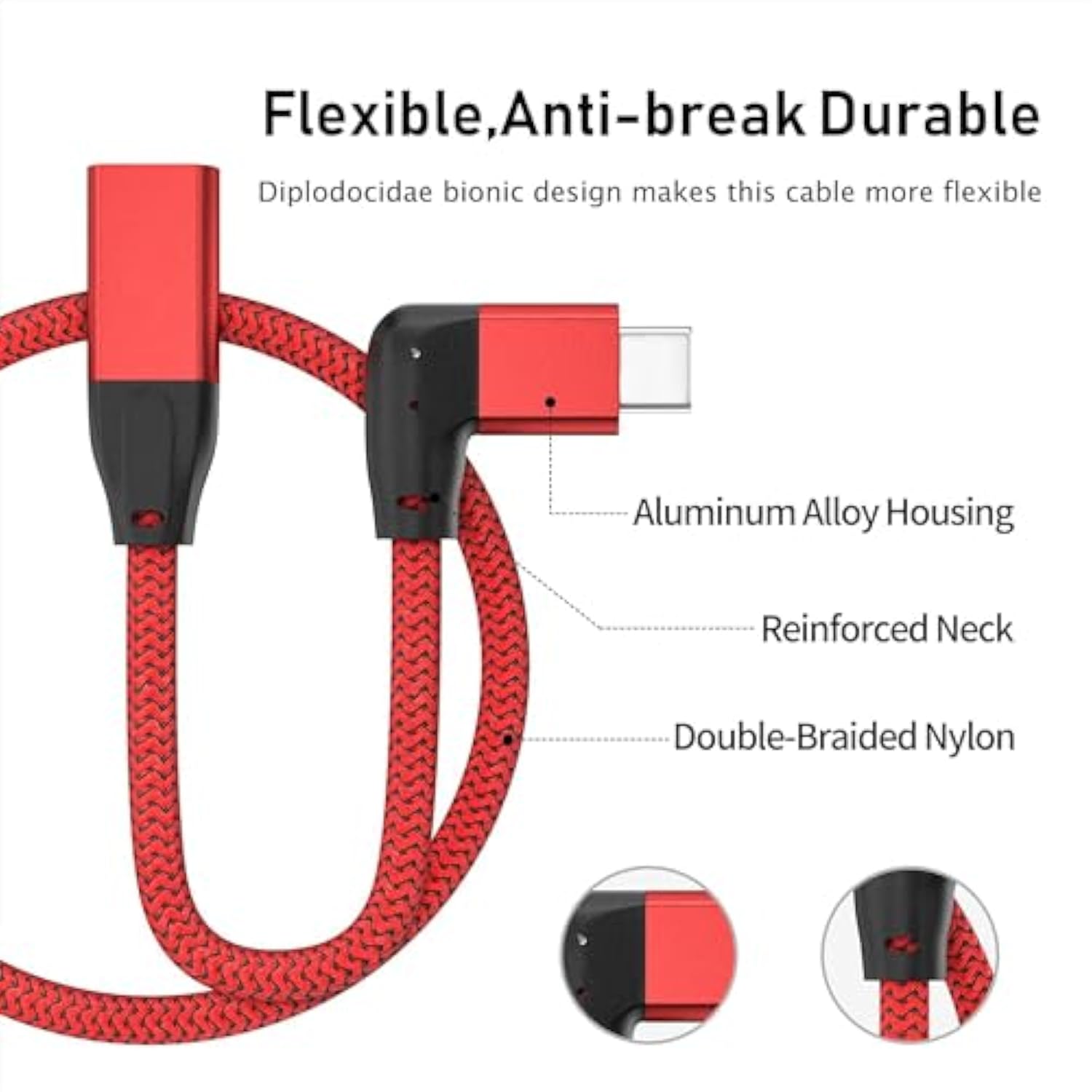 Right Angle Usb C Extension Cable 0.6Ft, 90 Degree Usb-C 3.2 Gen 2 20Gbps Male