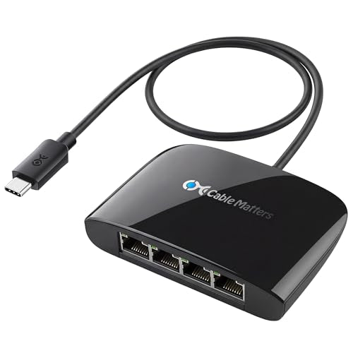 Usb C To 4-Port Gigabit Ethernet Switch For Network Sharing On The Move, Thunderbolt Ethernet Splitter, Usb C Gigabit Switch, Compatible With Thunderbolt 5/4