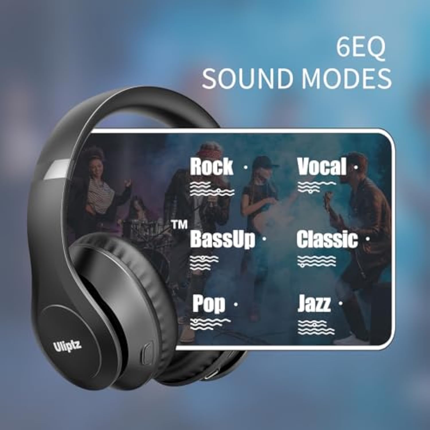 Wireless Bluetooth Headphones, 65H Playtime, 6 Eq Sound Modes, Hifi Stereo Ove