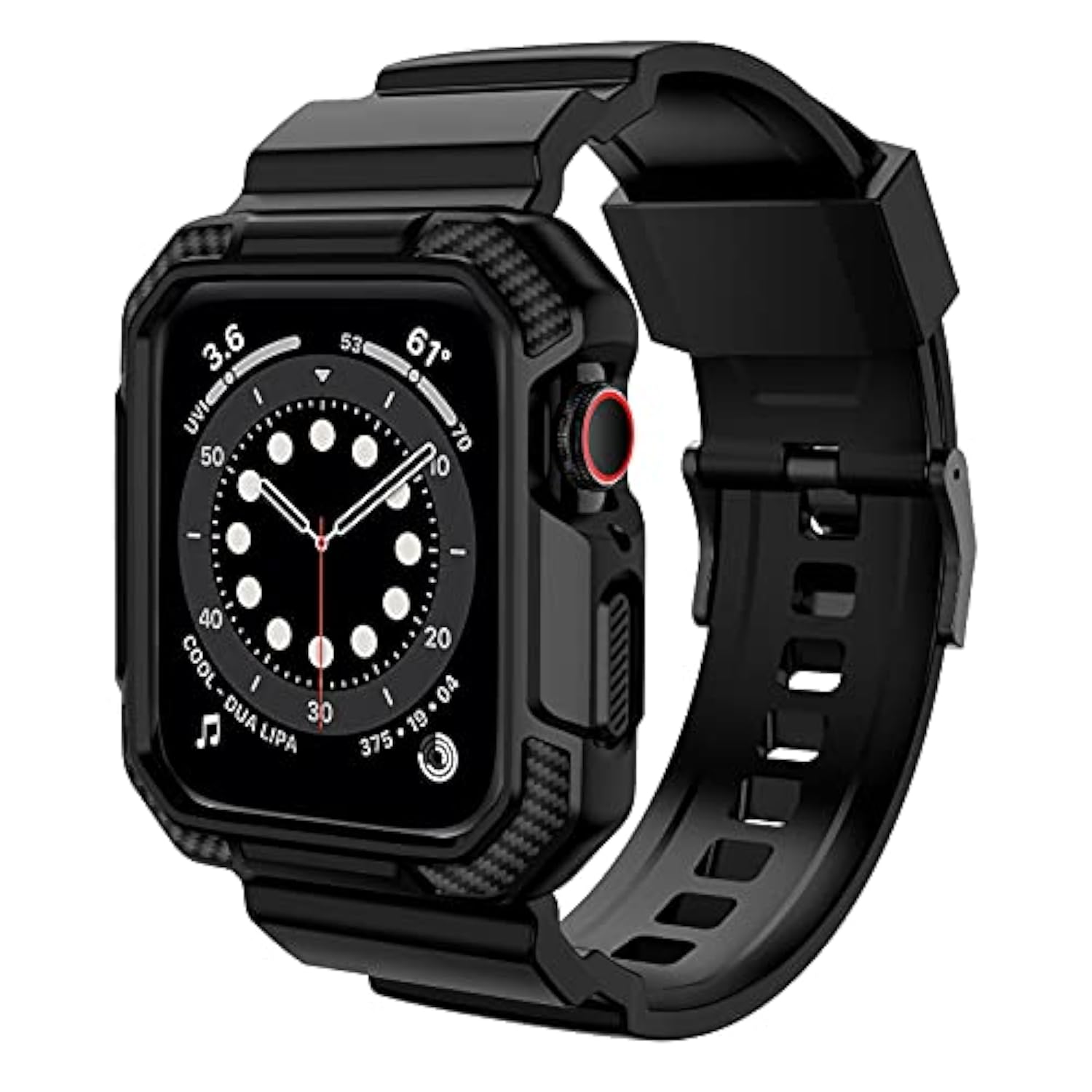 Compatible With Apple Watch Band 45Mm/44Mm/42Mm With Case, Shockproof Rugged Band Strap For Iwatch Se2 Se Series 9/8/7/6/5/4/3/2/1 With Bumper Case Cover Men Women, Matte Black